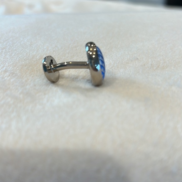 Valerio Garati Blue and Silver Tie 100% Silk and Cufflinks - Picture 11 of 13